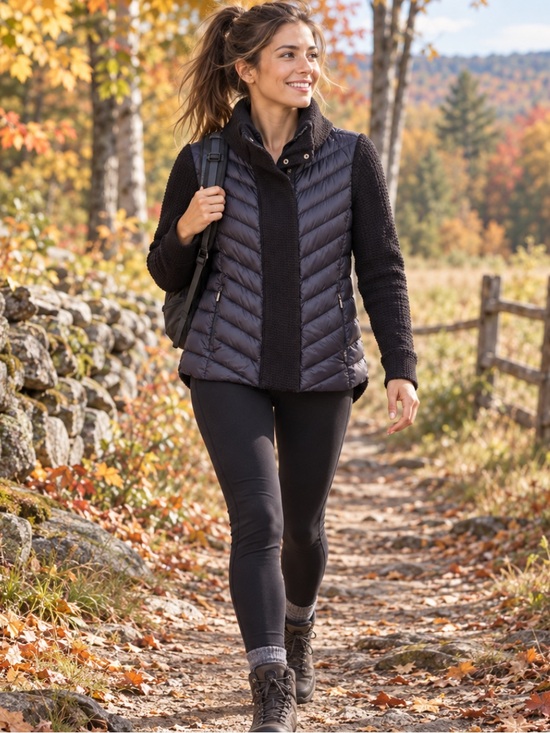 Athleta Jackets & Blazers - Athleta Responsible Down Waffle Knit Puffer Jacket Navy Blue Medium